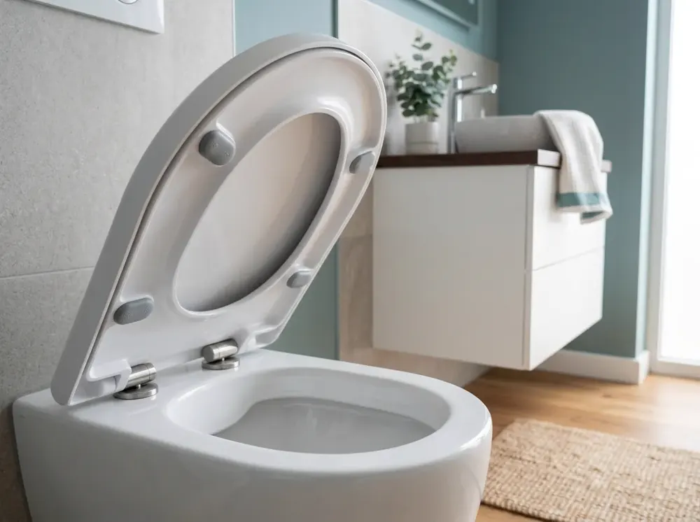 Comfortable, clean modern bathroom with a bidet toilet seat