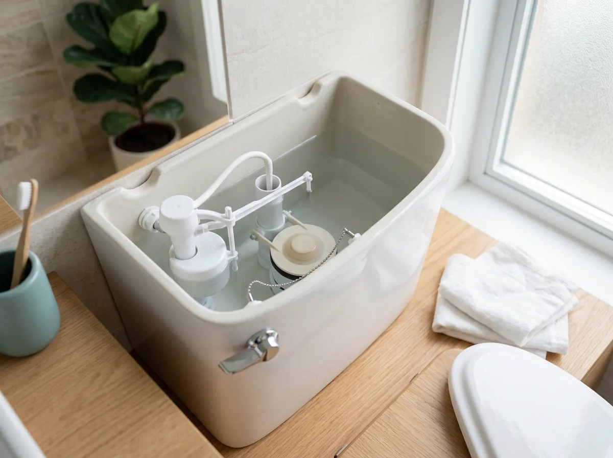 How to clean a toilet tank — illustration