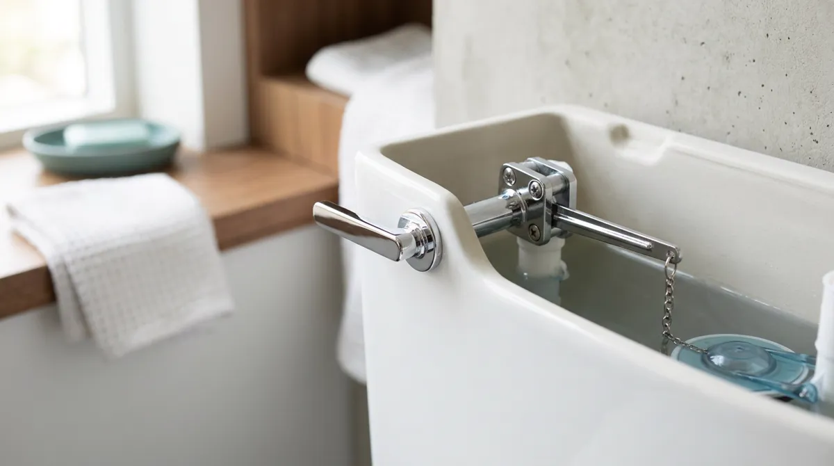 The trip lever: the arm the outside handle turns to lift the chain